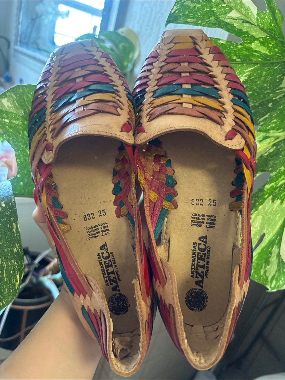Artisanal Multicolor Leather Huarache Flats -